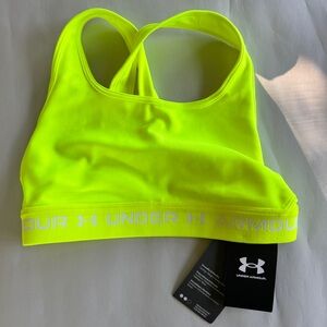 Under Armour Women’s Crossback Mid Sports Bra Size Small High Vis Yellow NWT